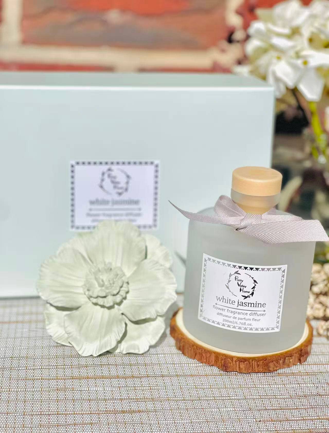 Pretty Valley Home - Wholesale Reed Diffuser - New (2025) Diffuser Sets Marigold Ceramic Flower - Jasmine5