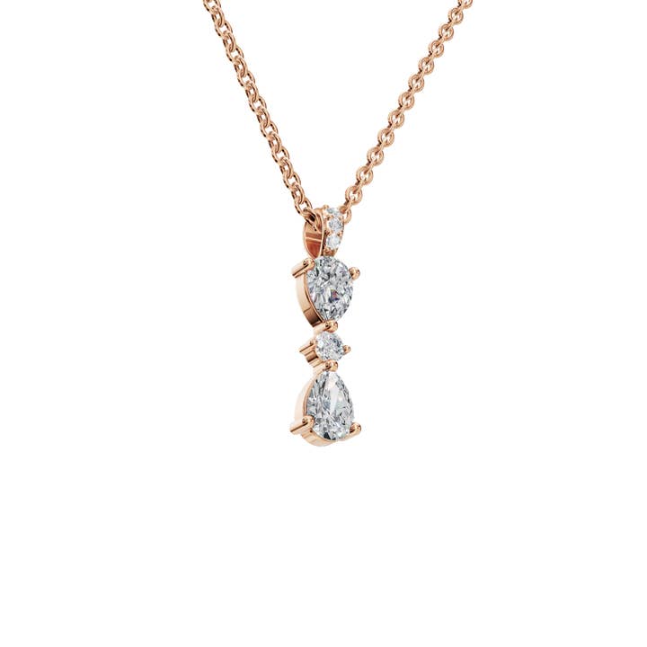 PureYou Jewelry - Wholesale Pendant/charm necklace - Trinity Pear-Cut Diamond Pendant, Diamond Drop Necklace11