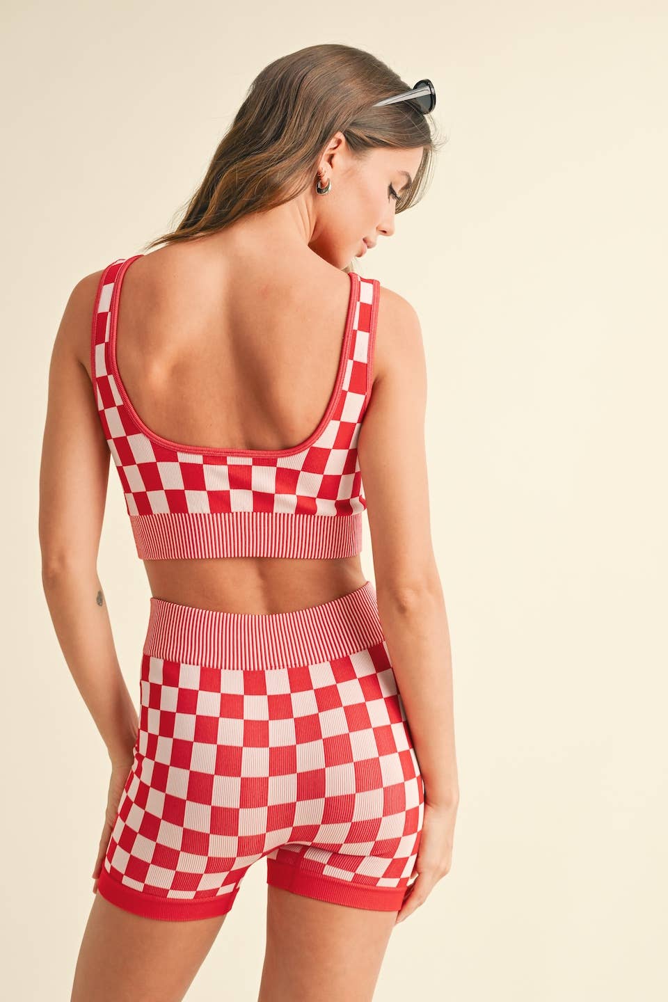 KIMBERLY C - Wholesale Activewear Set - Women's - Checkmate Cropped Two Piece Set27