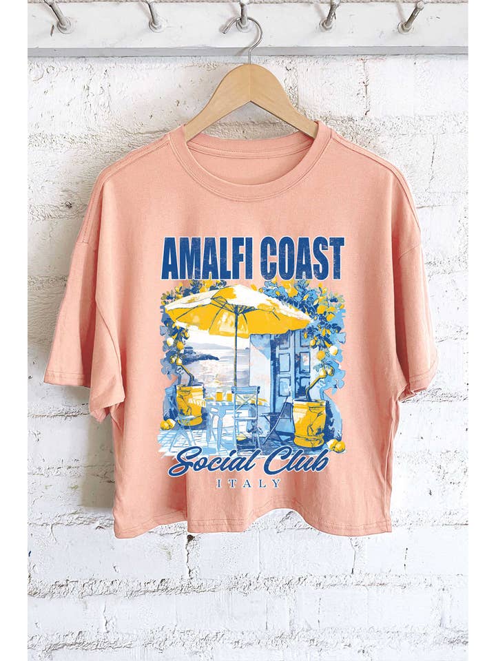 Rustee Clothing - Wholesale Screen Printed T-Shirt - Women's - AMALFI COAST ITALY GRAPHIC LONG CROP TOP