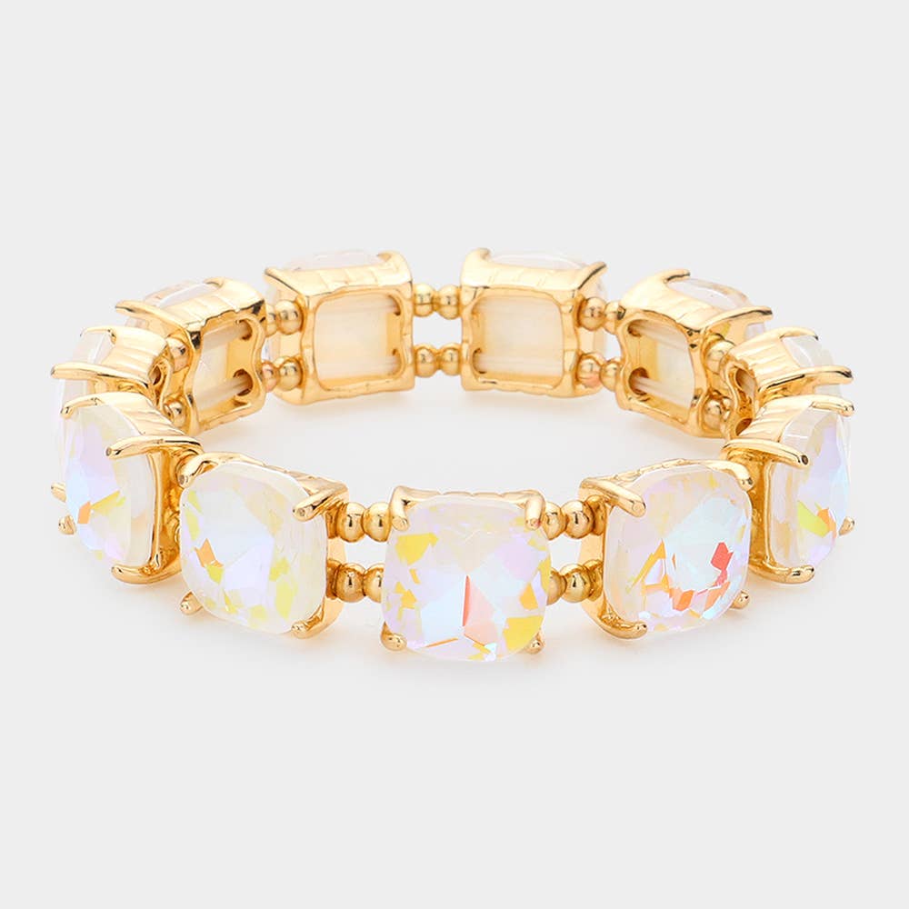 Sensibling Corp. - Wholesale Link & chain bracelet - Cushion Square Stone Stretch Evening Bracelet7