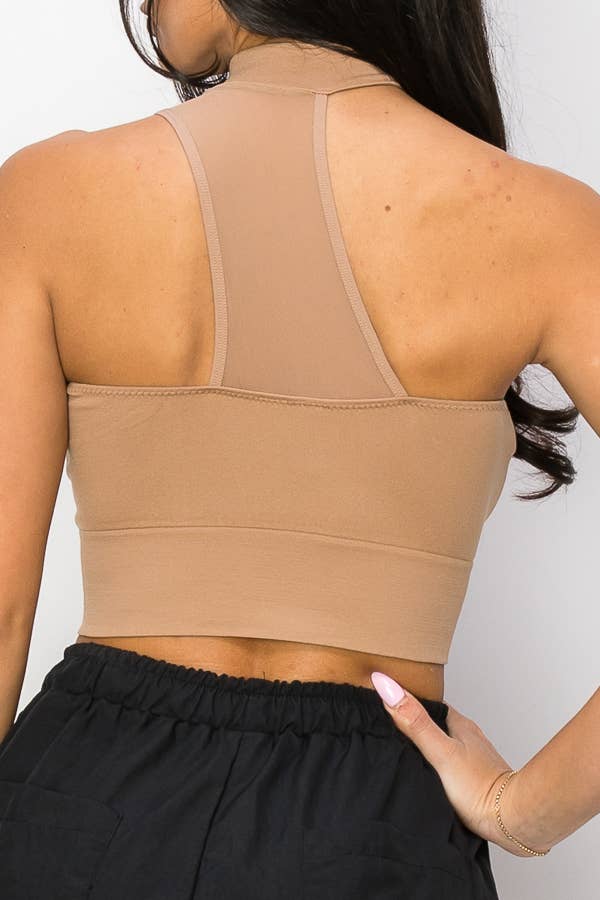 ANWND – Großhandel Strickoberteil – Damen – 51640 ÄRMELLOSES CROP-TOP MIT STEHKRAGEN4