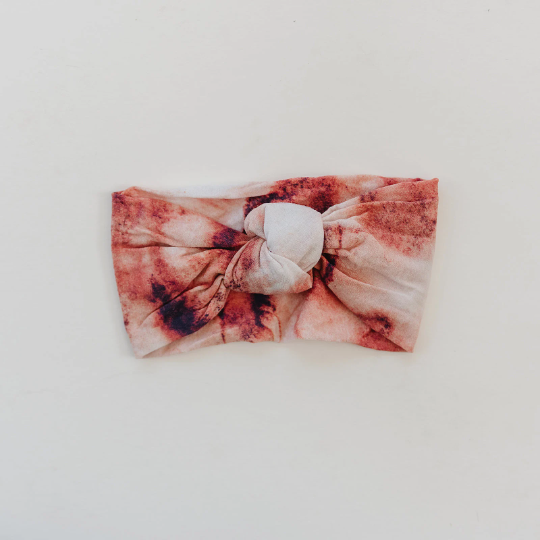 Golden Dot Lane - Wholesale Fashion Headband - Baby - Knotted Rust Watercolor Tie Dye Baby Nylon Headband2