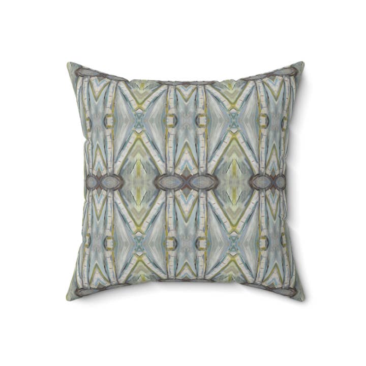 Velvet Square Pillow - Brown / Cream / Blue Geometric for wholesale by PALMER K Designs