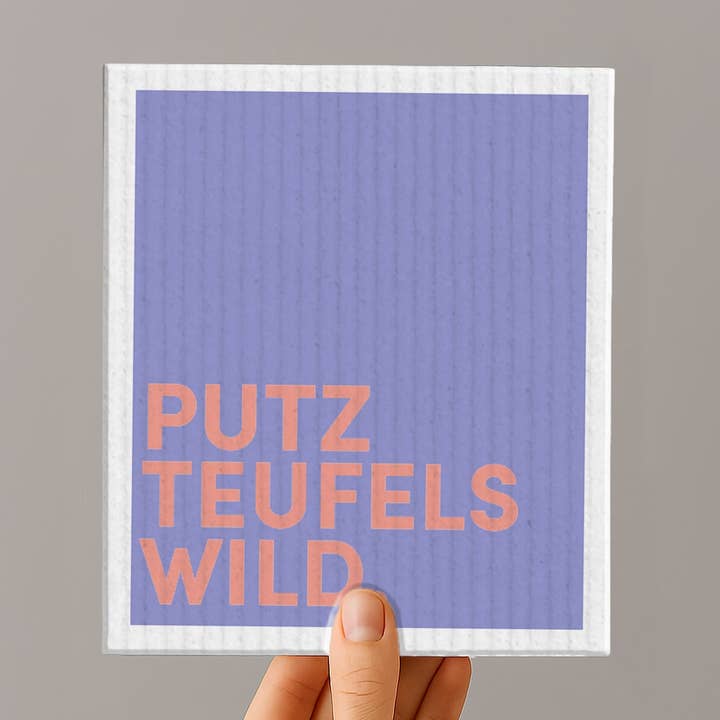 Sponge cloth - Saying - Cleaning devil wild - No. 2 for wholesale by Naturbedacht