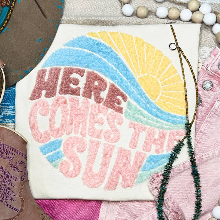 Here Comes The Sun Fluffy Patch for wholesale by Trendy Transfers