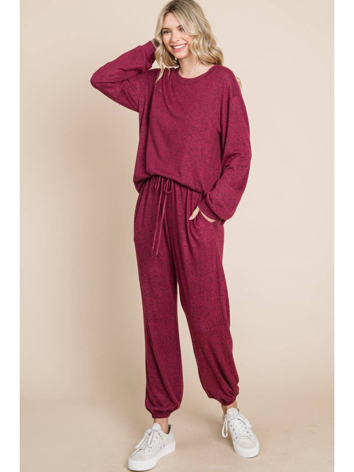 Emerald Collection - Wholesale Lounge Set - Women's - ETK-8317-PL Cozy and Soft Hacci Brush Lounge Set