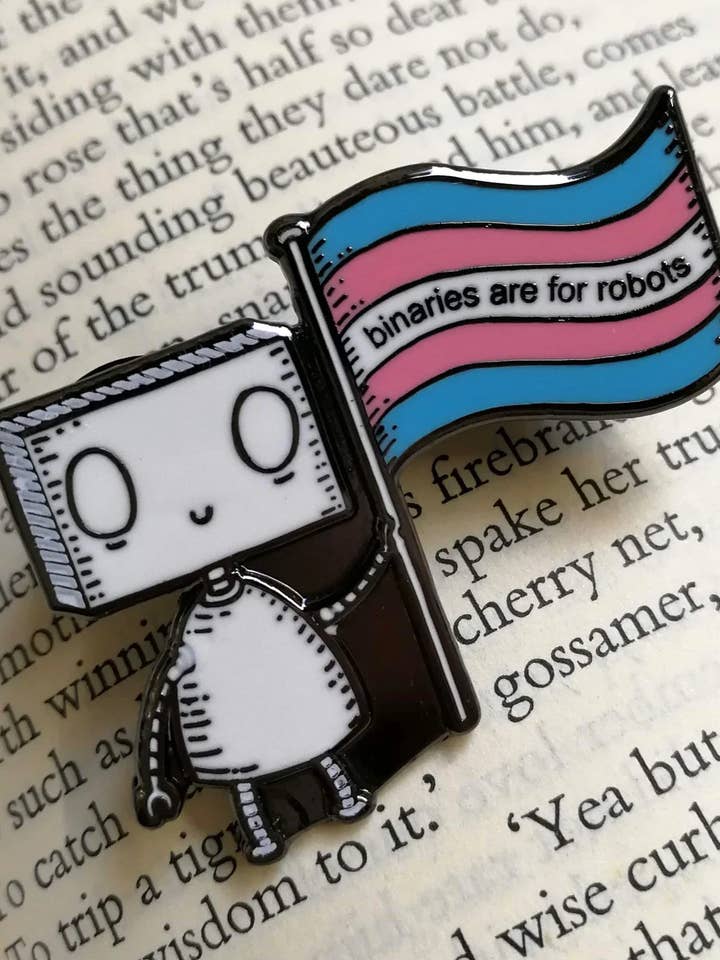 Binaries Are For Robots Enamel Pin for wholesale by Jon Turner Illustration