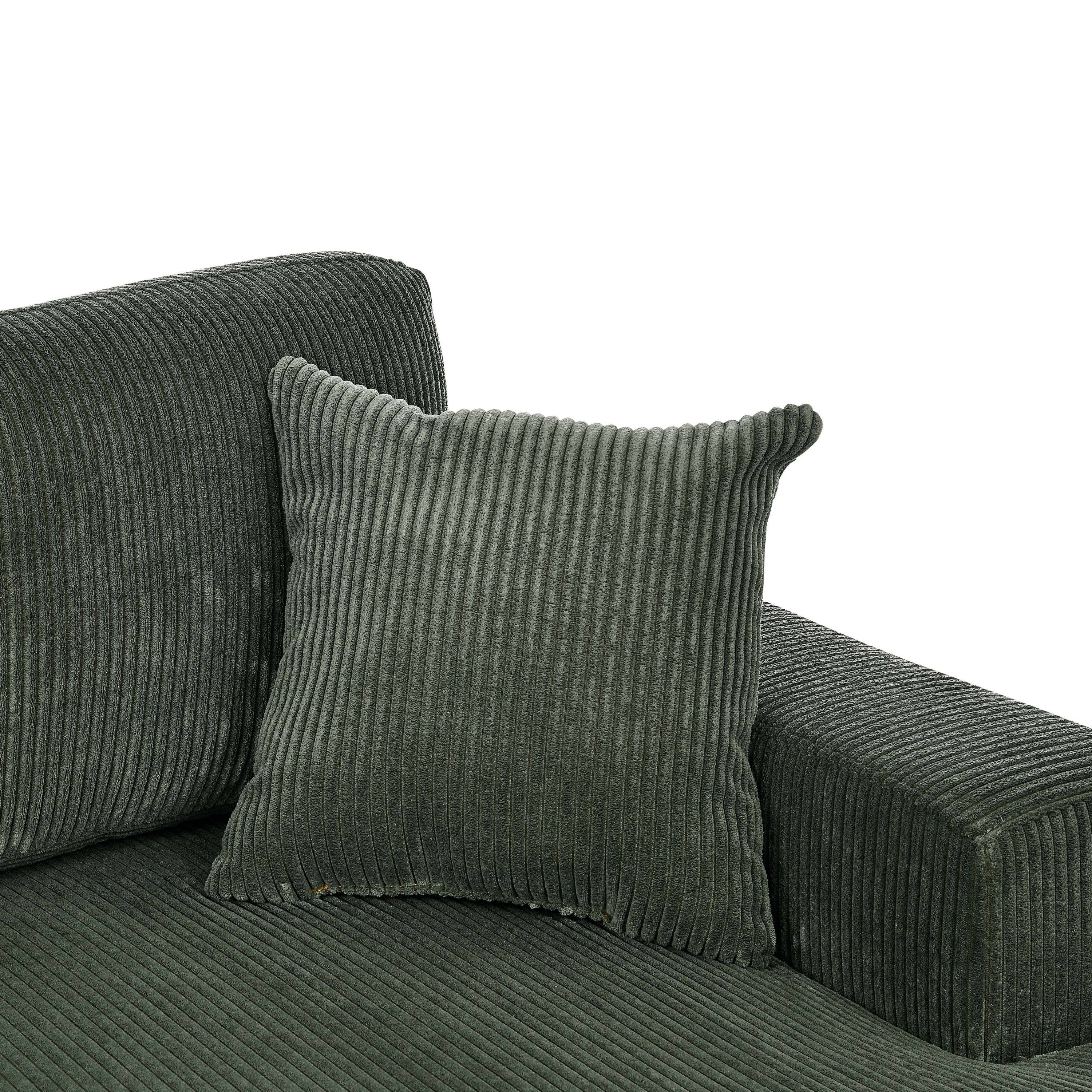 39F Inc. - Wholesale Sofa - 3-Piece Green Corduroy Double-Chaise Sectional Sofa3