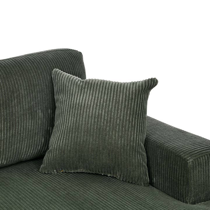 39F Inc. - Wholesale Sofa - 3-Piece Green Corduroy Double-Chaise Sectional Sofa3