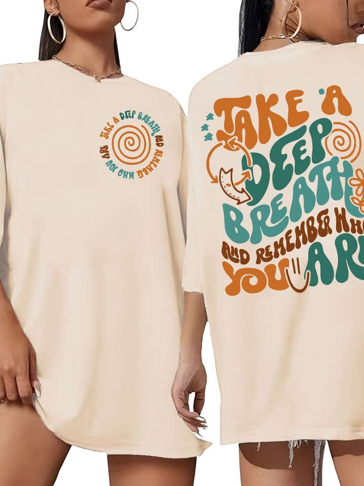 Trendy Letter Printed Oversized T-Shirt for wholesale by Rosa Clothing