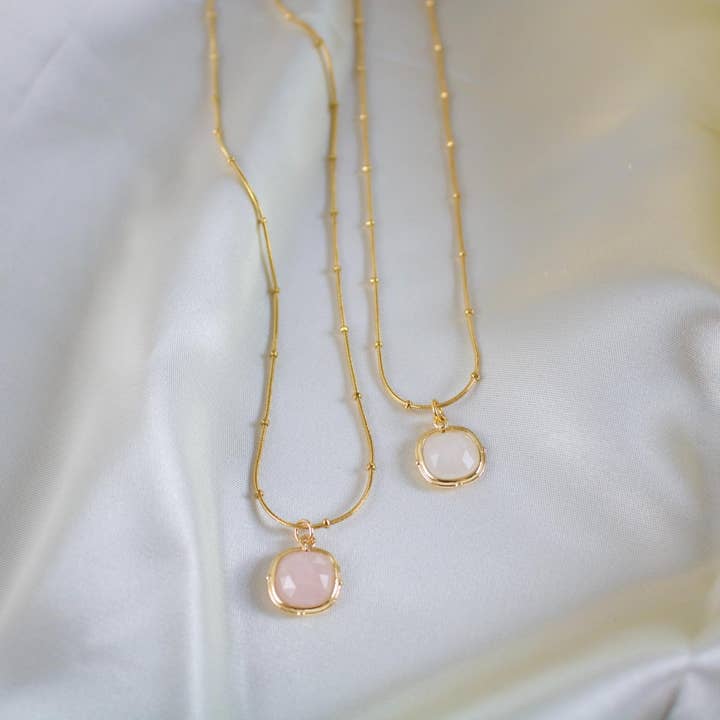 Ace // Square Pendant Crystal Necklace for wholesale by TISH jewelry