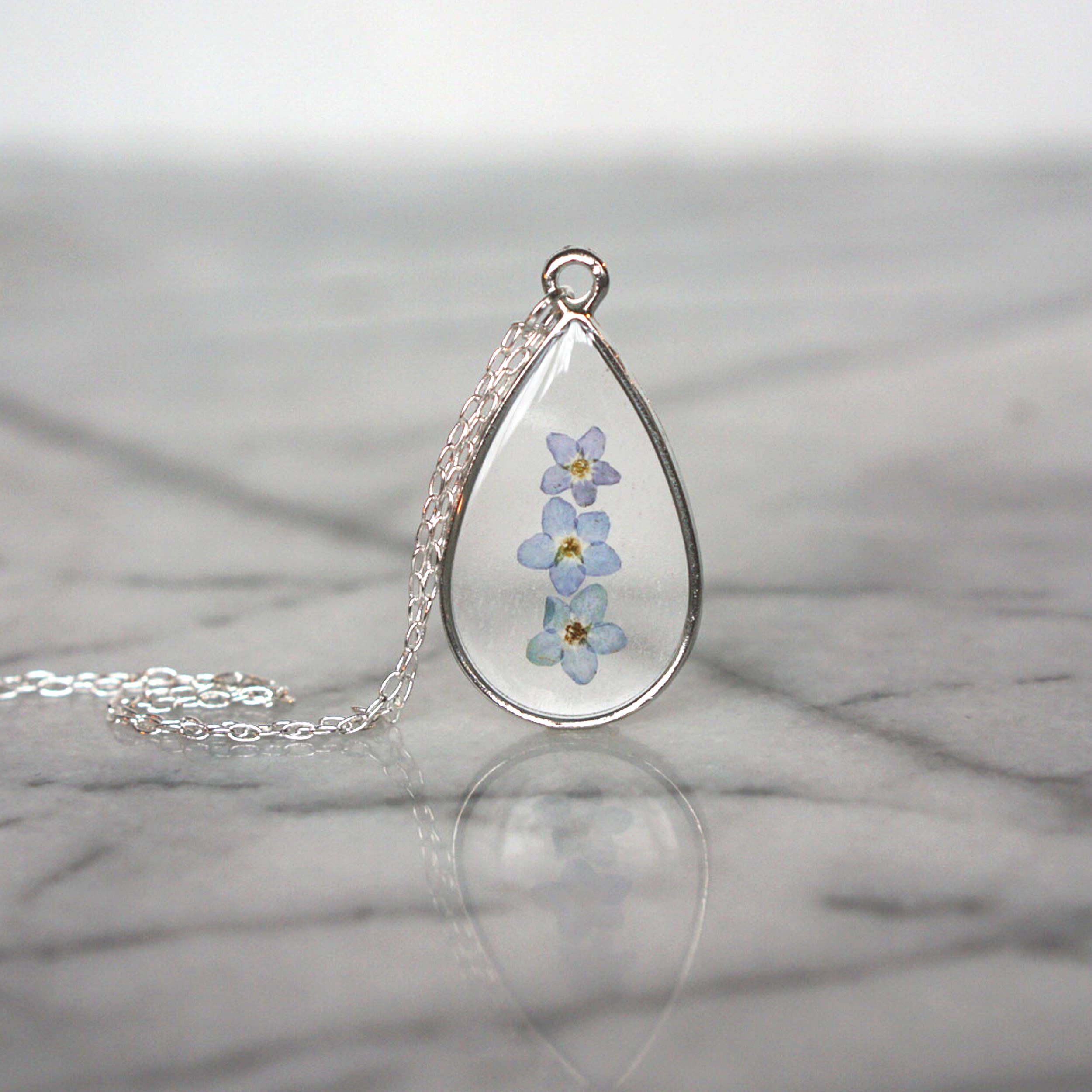 The Pretty Pickle - Wholesale Pendant/Charm Necklace - Forget Me Not Flower Necklace- Silver Plated9