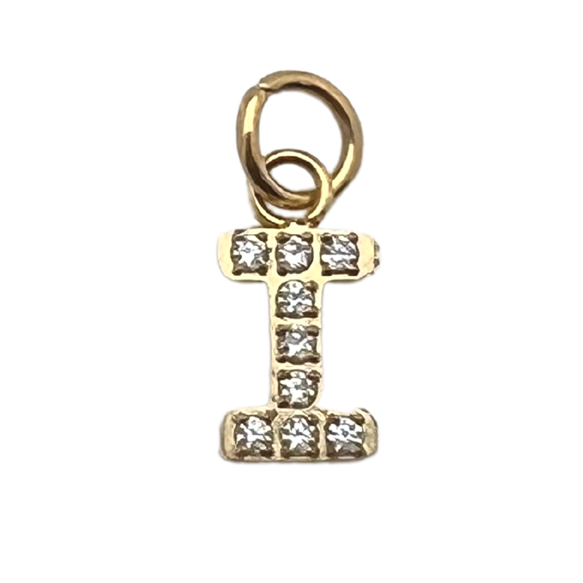 WJW – wholesale Individual charm/pendant – Gold Pavé Set CZ Initial Letter Charms15