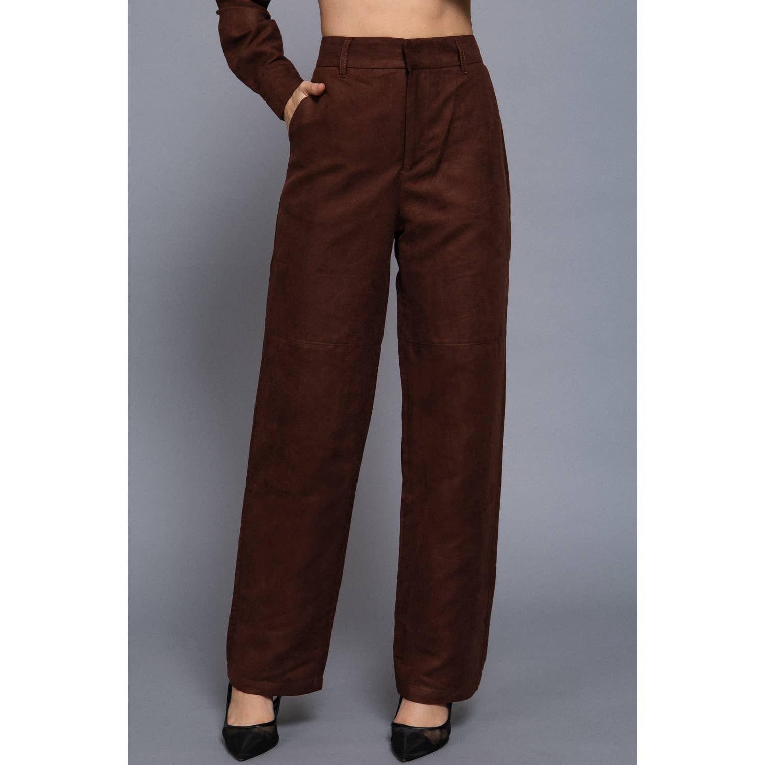 HiteJeans - Vente Pantalon – femme - PANTALON TISSÉ À JAMBES DROITES EN FAUX DAIM13