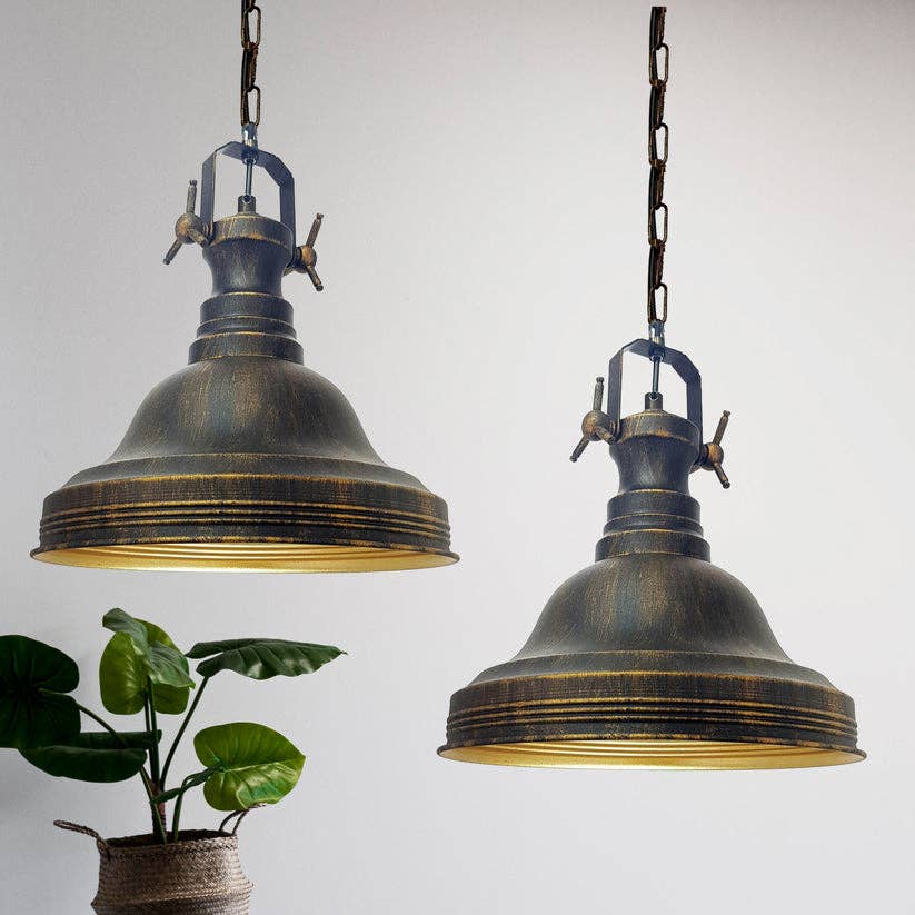 REMOVED BRAND – wholesale Chandelier/hanging light – Ulmete Industrial Set x2 Pendant Light, Metal, E26, 11.8"5