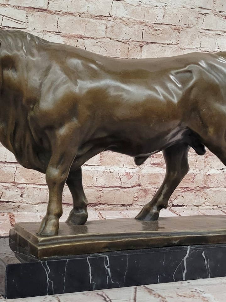 Sturdy Bronze Bull Statue on Marble Base – Powerful Animal Sculpture with Realistic Detail for wholesale by Bronzhaus