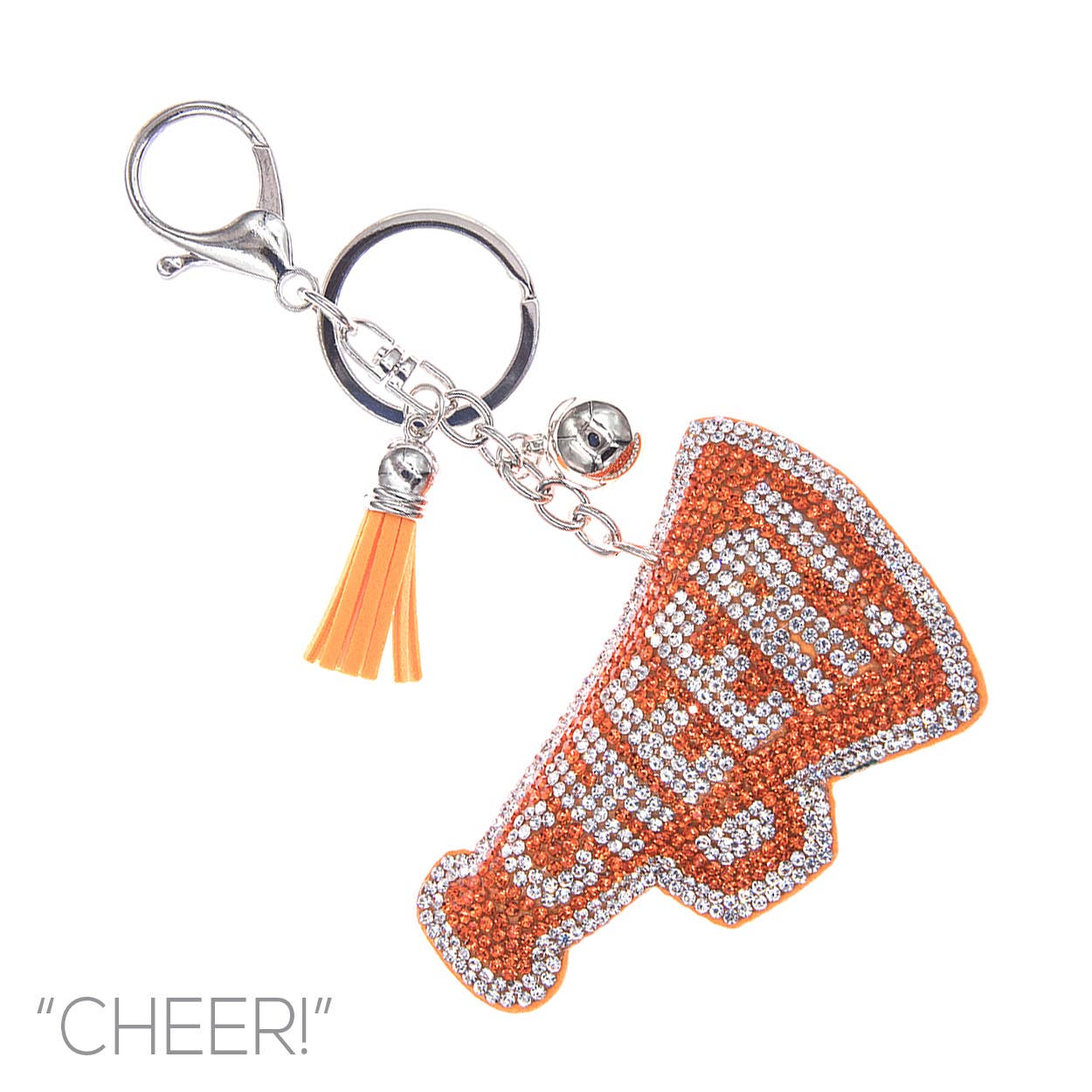 SP Sophia Collection - Wholesale Keychain - Women's - Gameday Rhinestone Pavé "CHEER" Megaphone Keychain 5