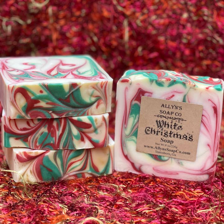 White Christmas Soap for wholesale by Allyn’s Soap Co.