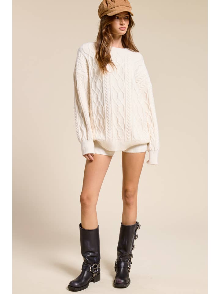 Mimosa - Wholesale Top & Short Set (NOT Loungewear) - Women's - Cable Knit Sweater and Shorts Set12