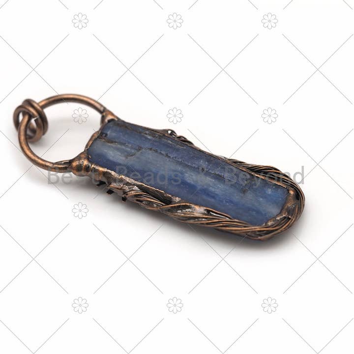 BestBeads&Beyond - Wholesale Individual Charm/Pendant - New!!! Blue Kyanite with Sunflower Pendant, Sku#YT113