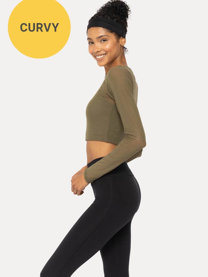 Mono B - Wholesale Athletic Top - Women's - CURVY Sheer Mesh Long Sleeve with Lining5