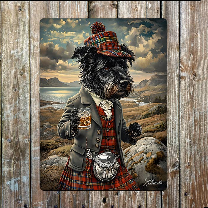 The British Metal Signs Company - Wholesale Sign - Terrier Kilt Whiskey | Scotland Scottish | Metal Sign Plaque0