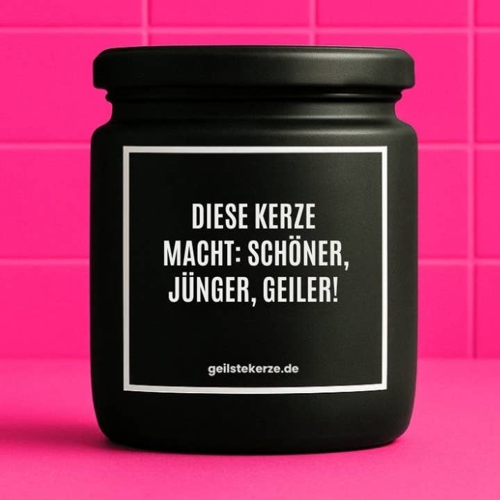 Vegansk økologisk lys med citat – DETTE LYS GØR: SMUKKERE, YNGRE, MERE FANTASTISK! for engroshandel hos geilstekerze