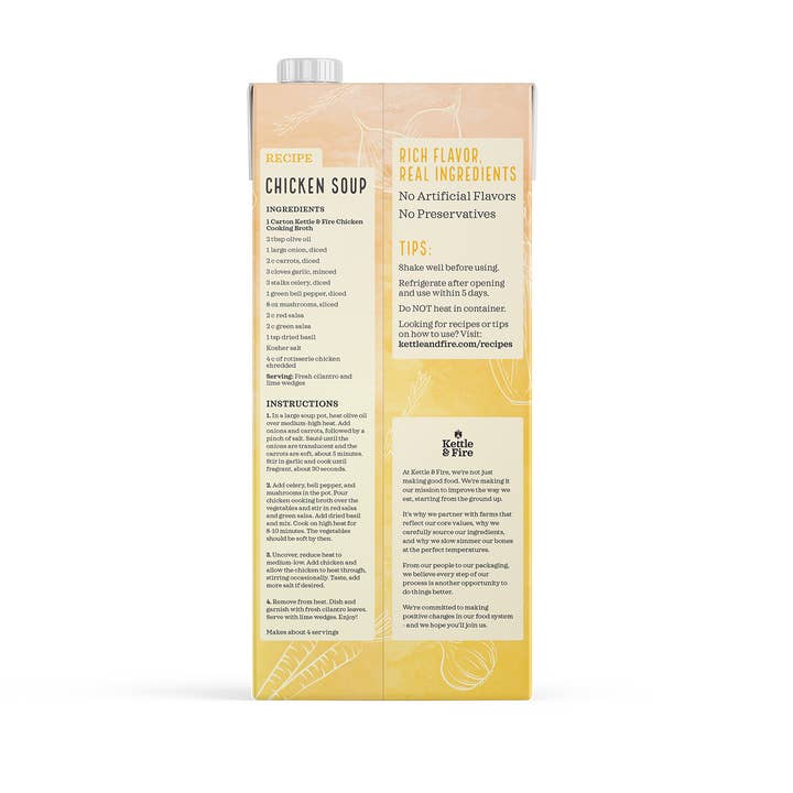 Kettle & Fire - Wholesale Broth - Organic Chicken Cooking Broth 32oz3