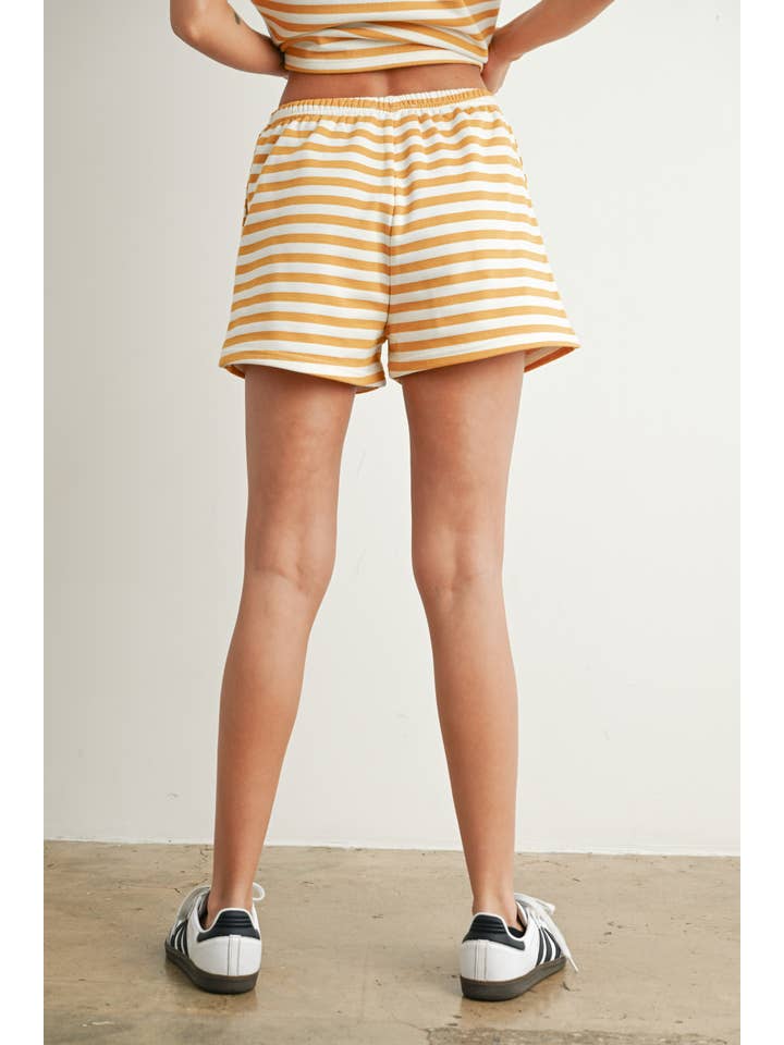 BUTTERMELON - Wholesale Shorts - Women's - Garterized Striped Shorts - BMP7661