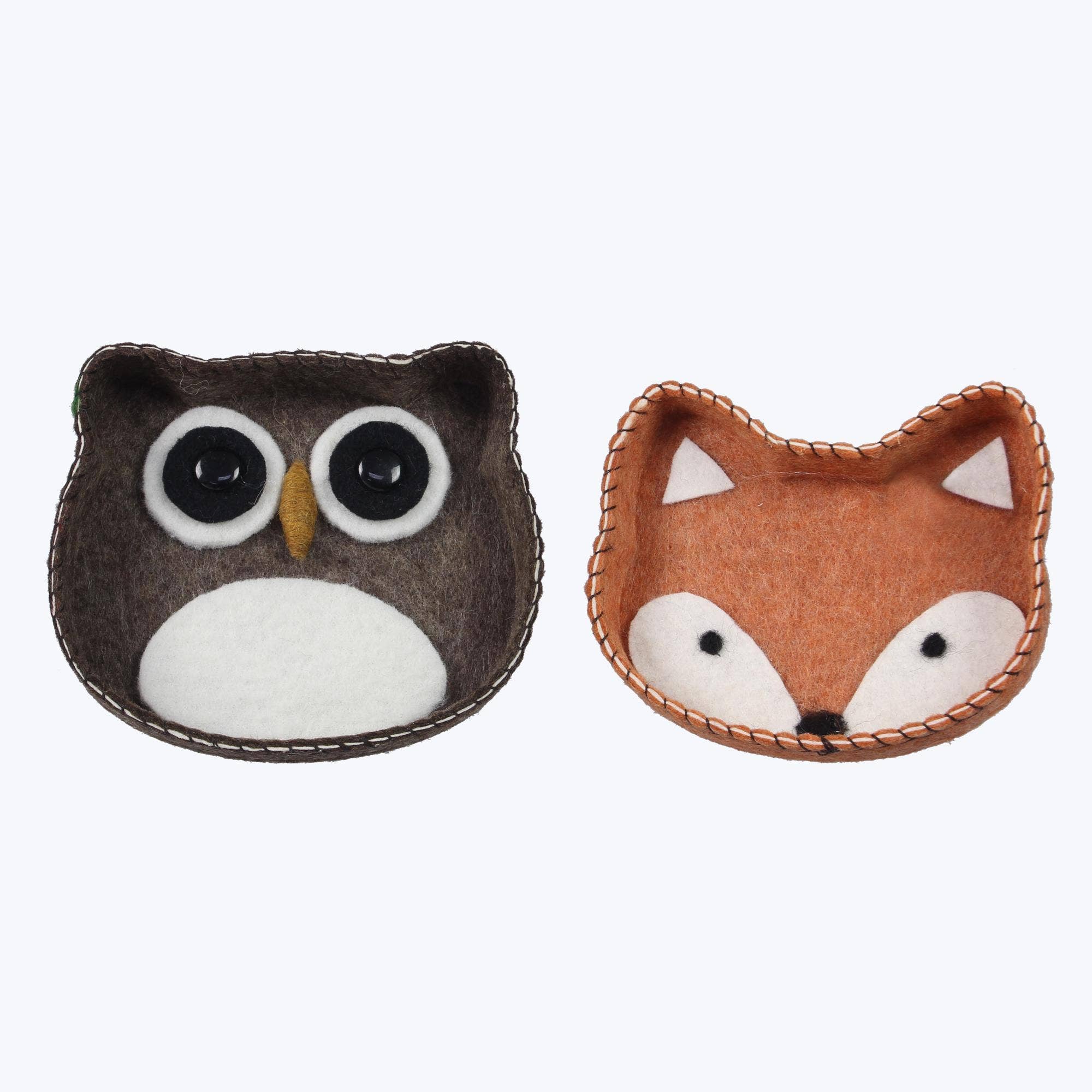 Young's - Wholesale Decorative Tray - Felted Wool Fox, Owl Small Trinket Tray, 2 Ast(Sku#: 14253)0