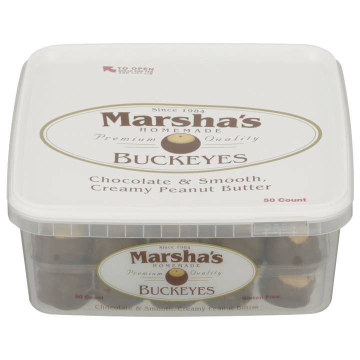 Marsha's Buckeyes - Wholesale Chocolate Covered Sweets - Case of 50 Count Party Tubs of Buckeye Sweets