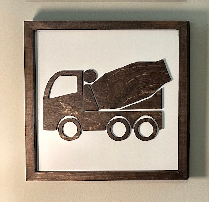 Nail and Hook Laser Cut Home Decor - Wholesale Sign - Construction Truck | 14x14 inch Wood Sign | Construction Room Decor | Construction Truck Bedroom15