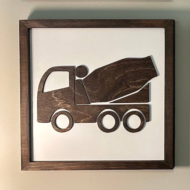 Nail and Hook Laser Cut Home Decor - Wholesale Sign - Construction Truck | 14x14 inch Wood Sign | Construction Room Decor | Construction Truck Bedroom15