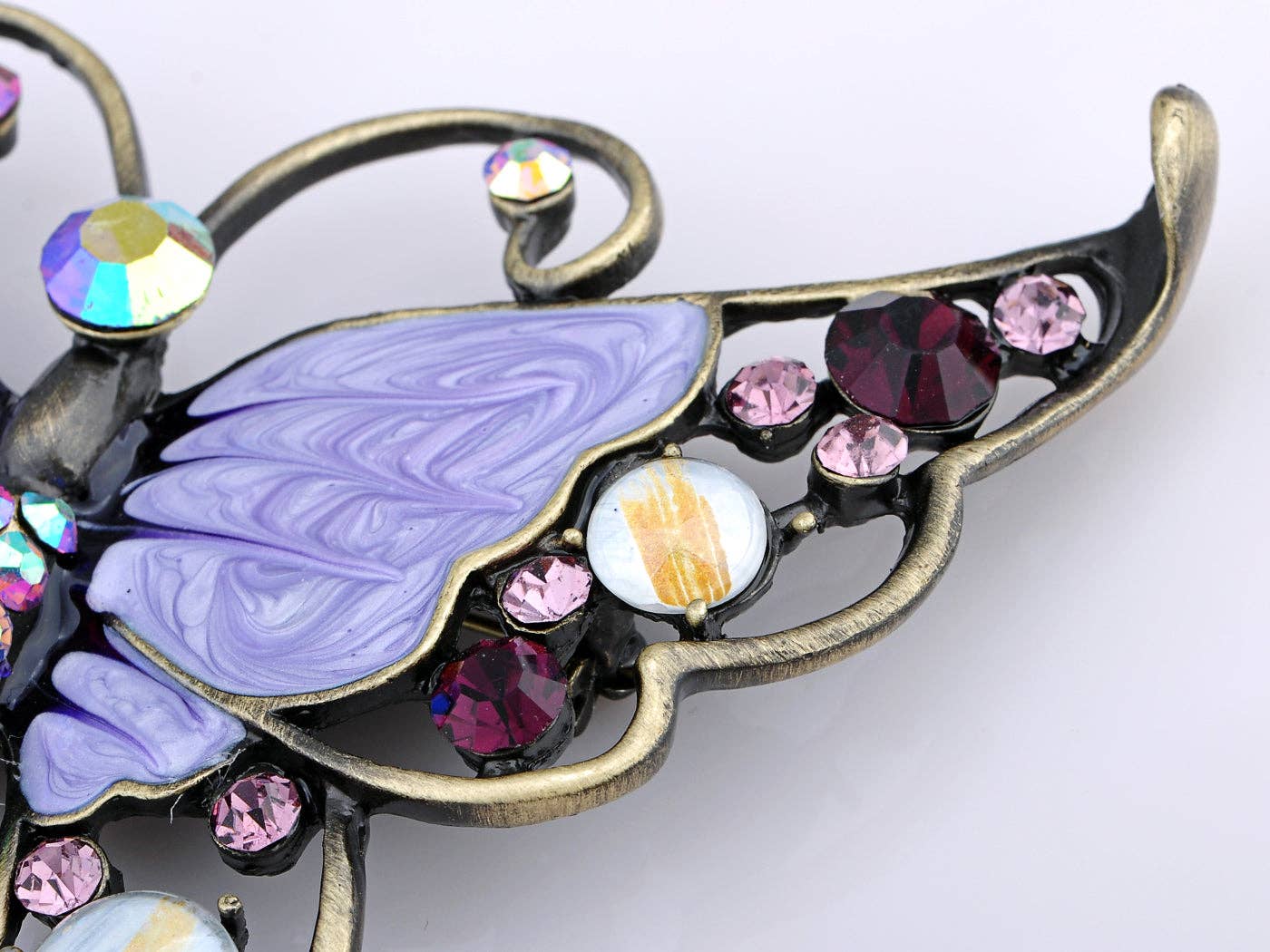 AK Brand - Wholesale Brooch - Antique Green Enamel Opal Butterfly Insect Brooch Pin11