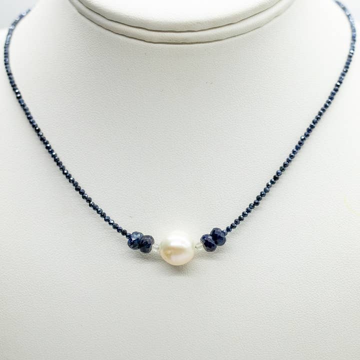 Pearl & Sapphire Luna Necklace for wholesale by Susan Roberts Jewelry