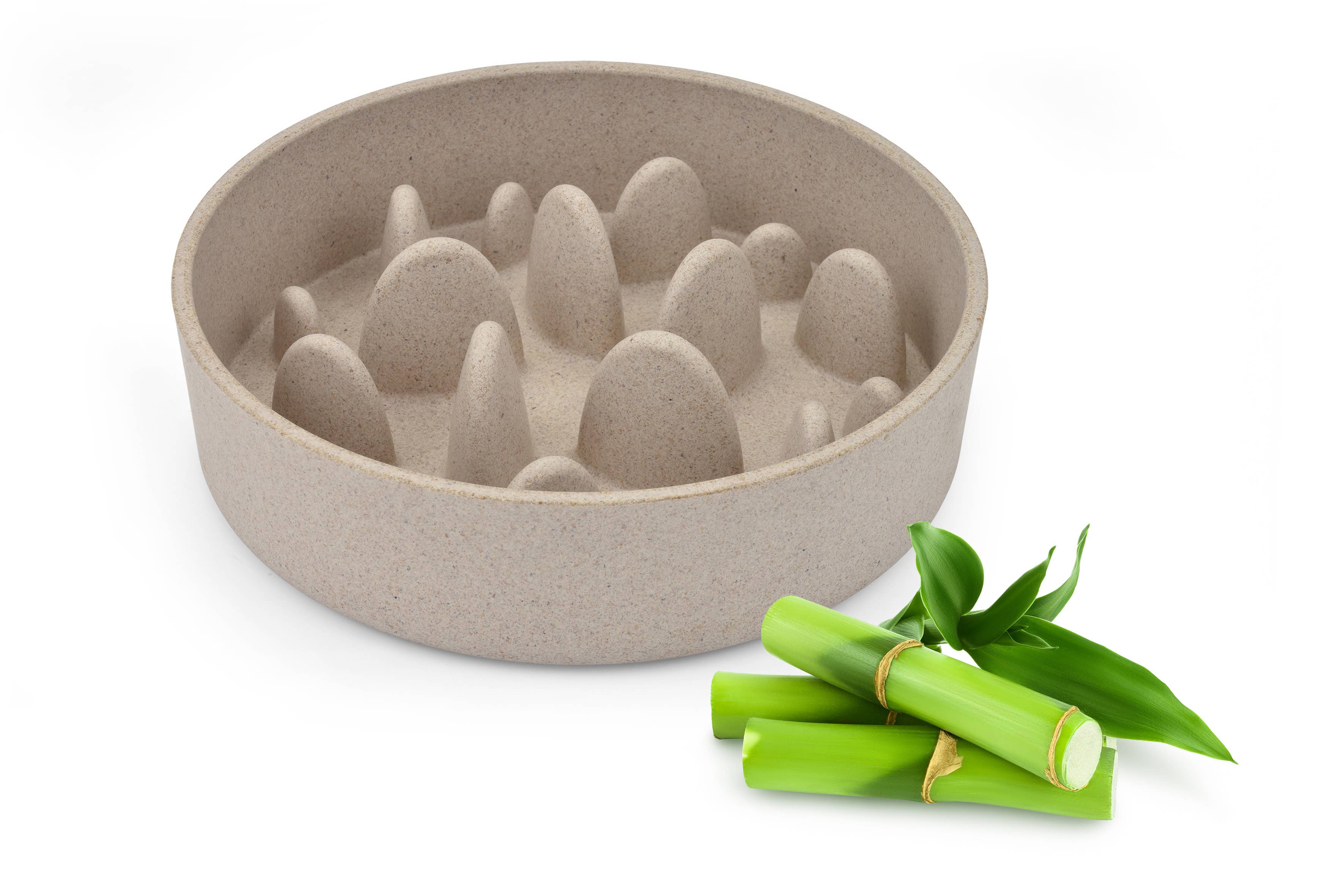 Beige Bamboo Slow Bamboo Dog Feeder for wholesale on Faire1