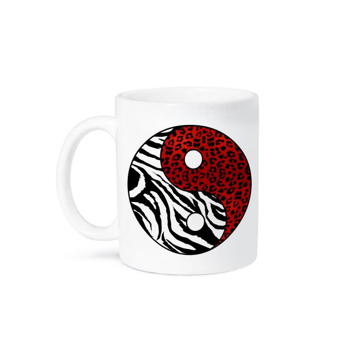 3dRose, Symbole Yin et Yang - Zèbre et Léopard - Rouge, Tasse pour la vente par 3dRose