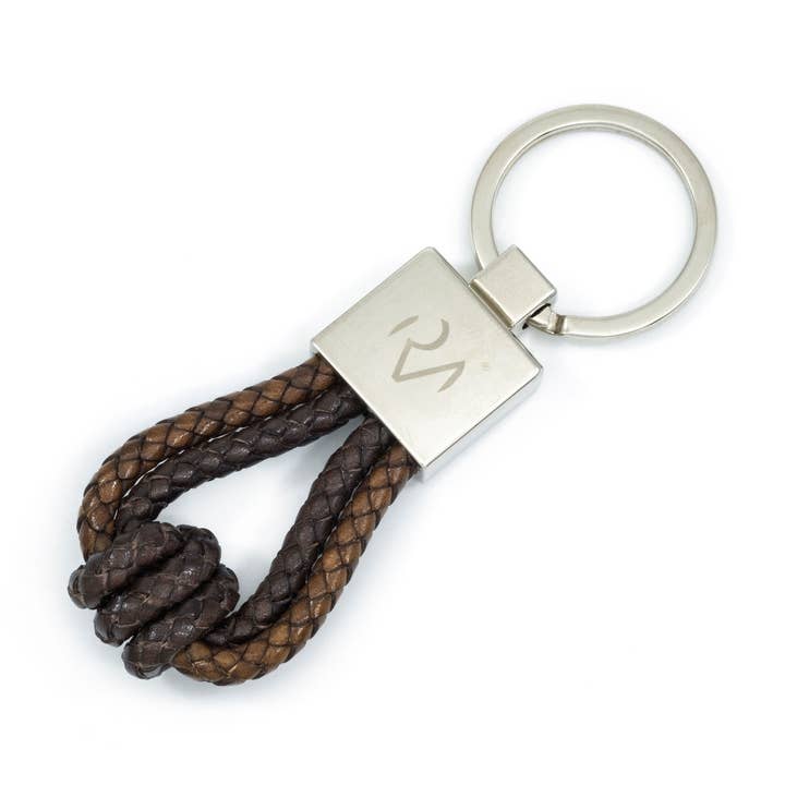 Sleutelhanger in tweekleurige scoubidou en metaal Moro / Tortora voor wholesale door Roberto Mantellassi