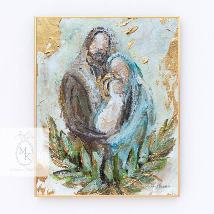 'Mary, Joseph, Jesus' Paper Print for wholesale by Mackenzie Kissell Art