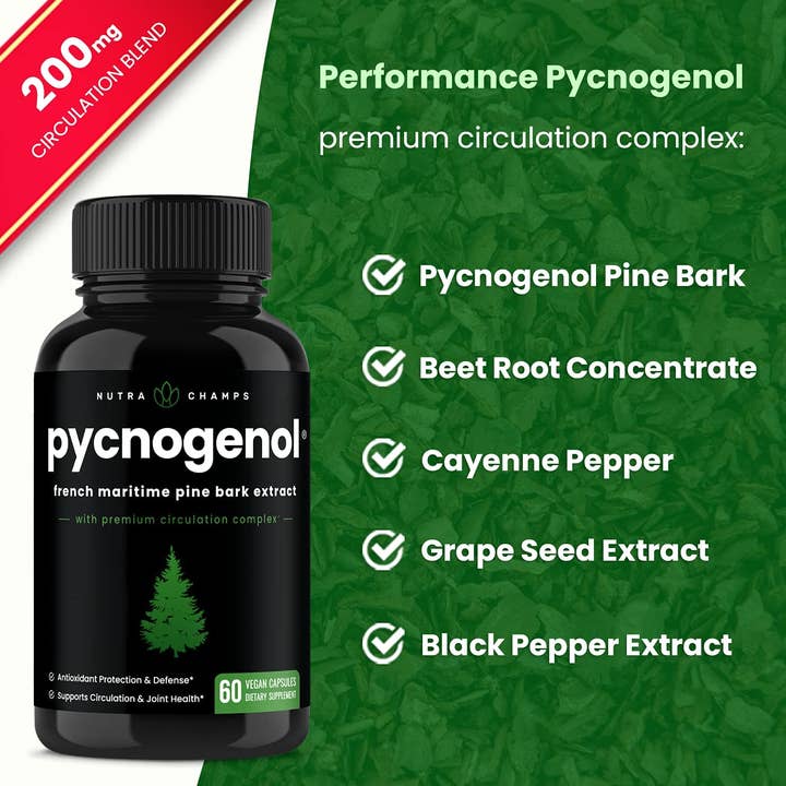 NutraChamps – wholesale Oral supplement/vitamin – Pycnogenol French Maritime Pine Bark Extract | Blood Flow