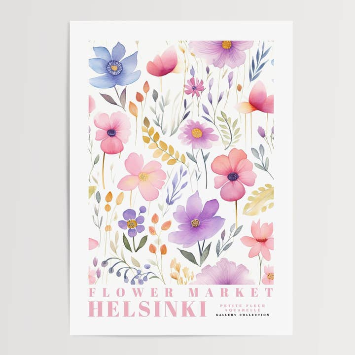 Affiche du marché aux fleurs d'Helsinki pour la vente par Enchanted Sights