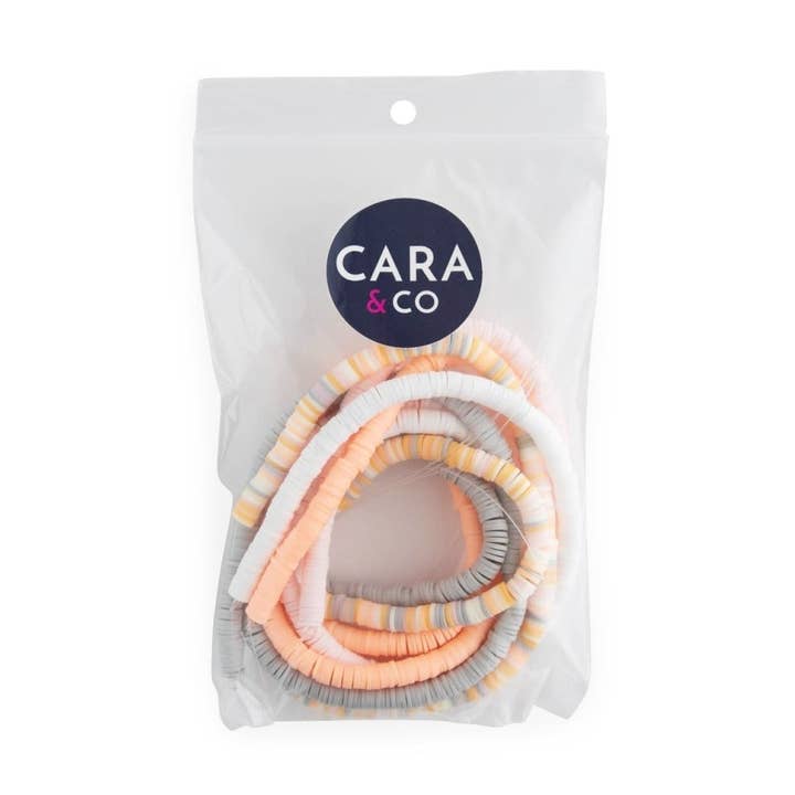 Peaches n' Cream Heishi Bead Packs for wholesale by Cara & Co Silicone Craft Supply