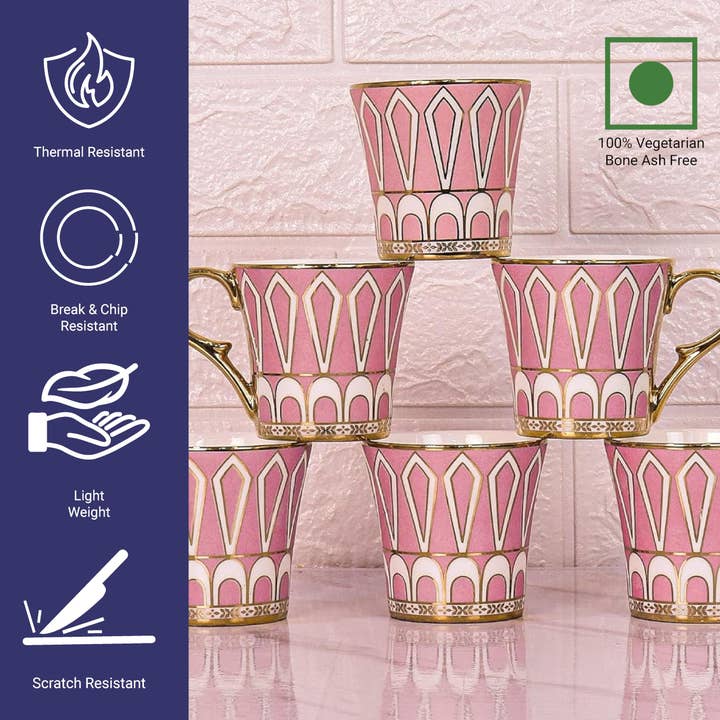 Femora Fallende U-Skala Muster Goldene Teetassen | 153,4 g für den Großhandel von Femora