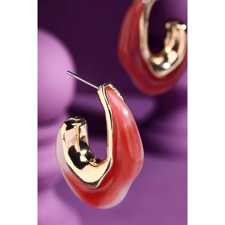 Urbanista Outlet - Wholesale Hoop Earrings - Pearl Finish Organic Shaped Hoop Earrings