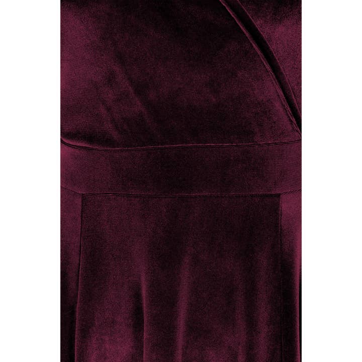 Lady V London - Wholesale Dress - Women's - Lyra Maxi Dress - Wine Velvet3
