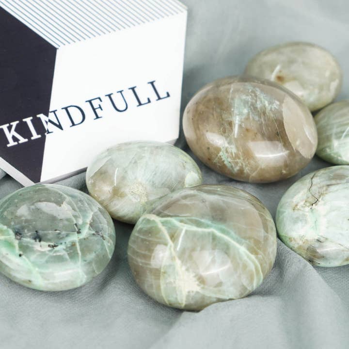 Moon Rituals - Wholesale Spiritual Stone/Crystal - Green Moonstone Palm Stone - Embrace Intuition & Peace
