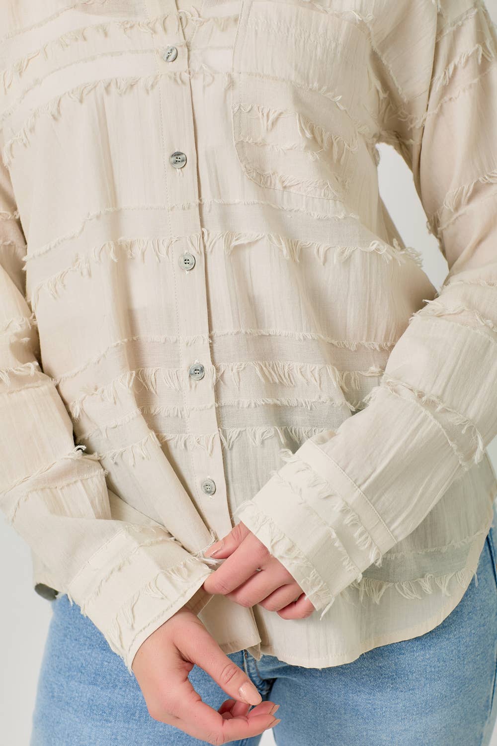 Mystree - Vendita all'ingrosso Camicia button down - Donna - Camicia in Garza Testurizzata con Bottoni 6000019