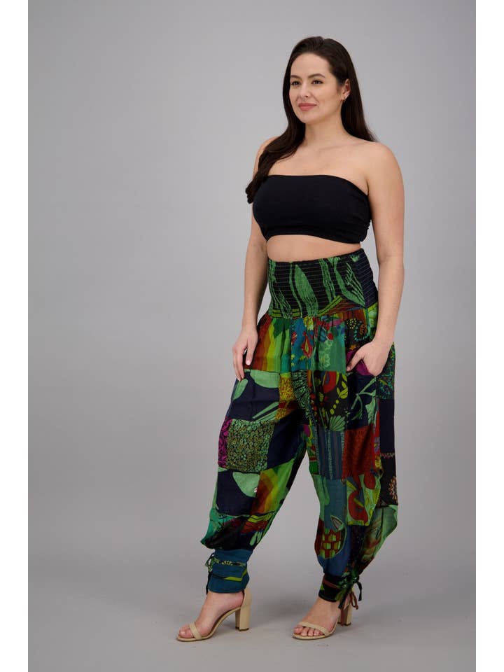 Assorted Colors Patchwork Harem Pants PAT-3291 for wholesale on Faire