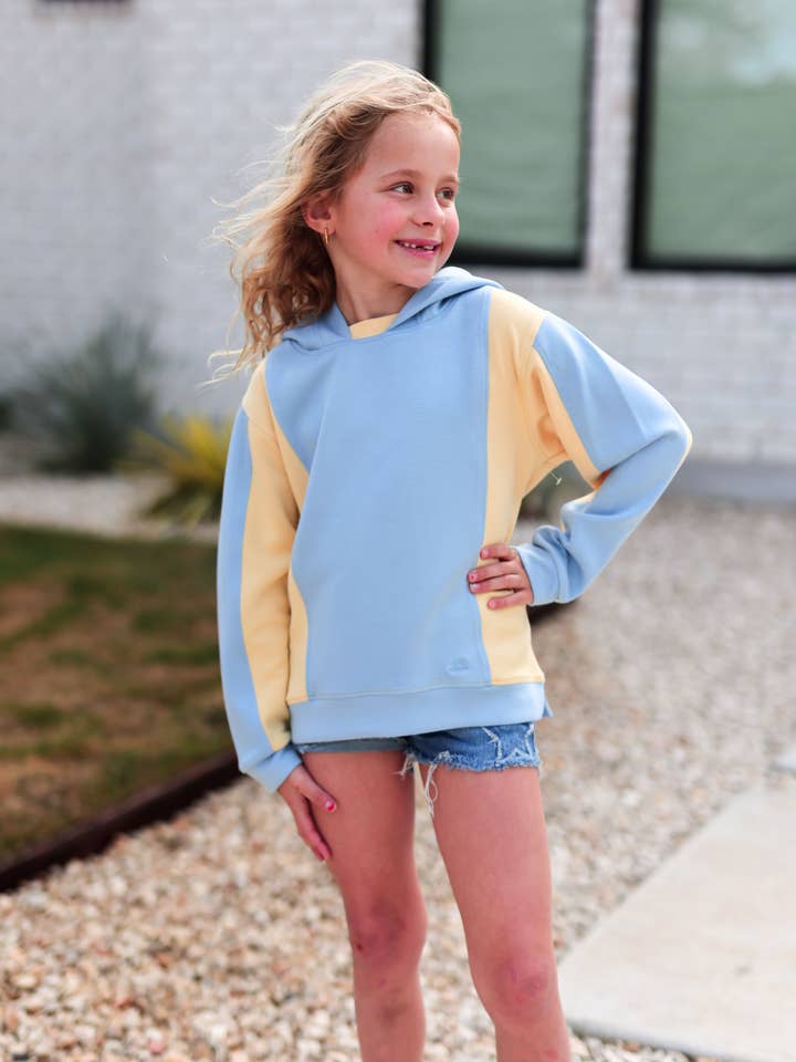 Errands To Run Colorblock (YOUTH) Hoodie - Sky Blue/Yellow for wholesale by Jadelynn Brooke